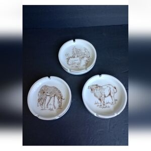 Vintage Wild Habitat Exclusive Design The Shafford Co. Ashtrays Set of 3 Animals
